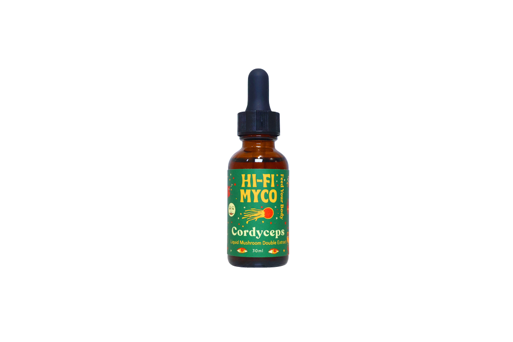 Bottle of Hi-Fi Myco Cordyceps mushroom supplement extract