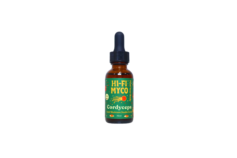 Bottle of Hi-Fi Myco Cordyceps mushroom supplement extract